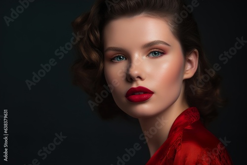 Fashionable portrait of beautiful woman with artistic makeup