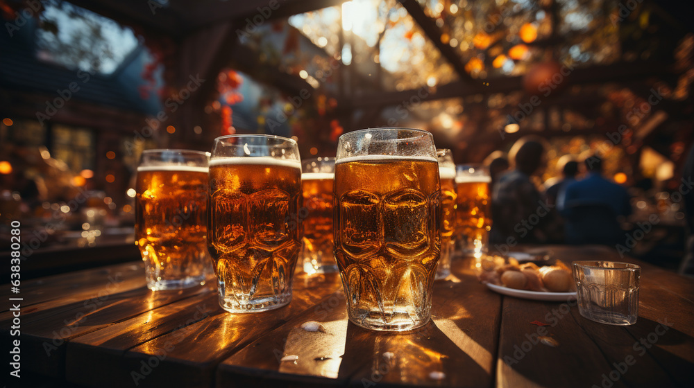 Oktoberfest. Beer on table. Drink