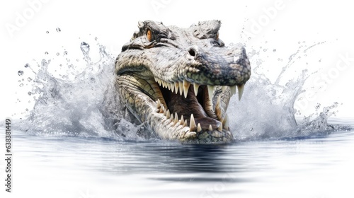 Fearless crocodile photo realistic illustration - Generative AI.