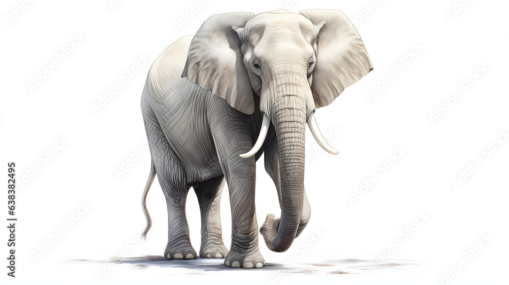 Elephant on white background