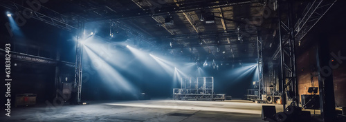 A Live stage production being built in an old warehouse