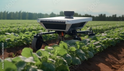 A solar-powered agriculture robot working in the field