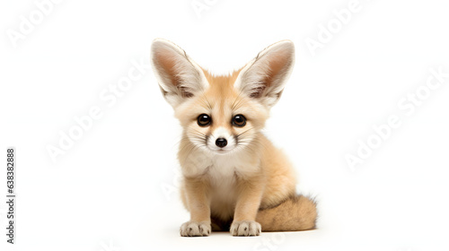 Fennec fox on white background