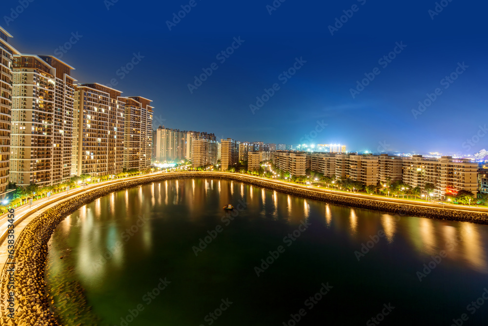 High-rise residential buildings on artificial islands