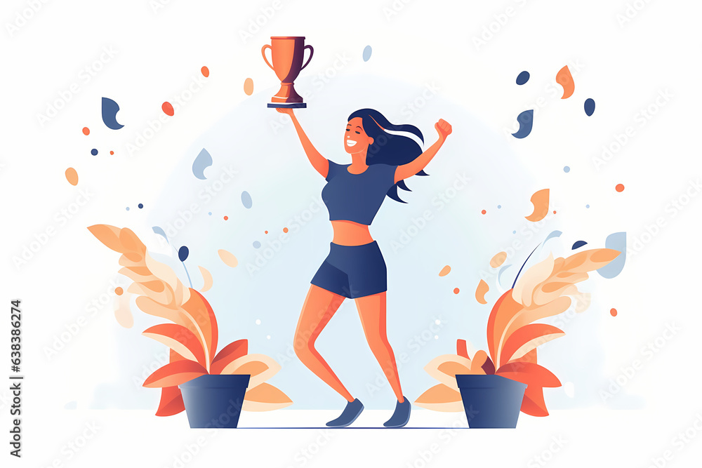Triumphant Woman Winning Competition, AI Generative