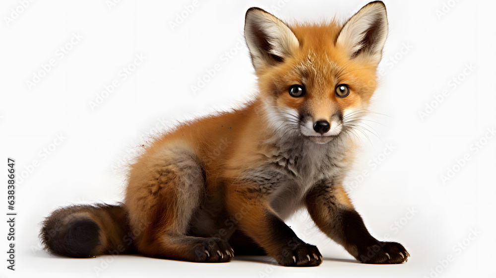 Obraz premium Fox cub on white background