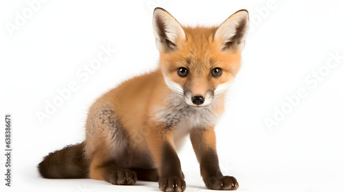 Fox cub on white background