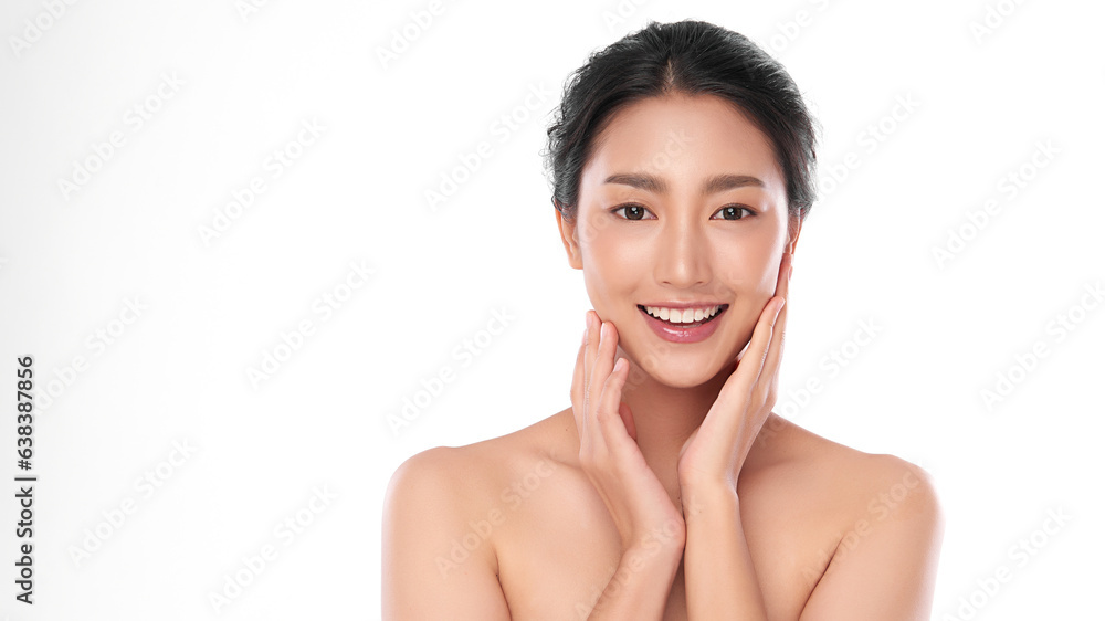 Φωτογραφία Beautiful young asian woman with clean fresh skin on white background, Face care, Facial treatment, Cosmetology, beauty and spa, Asian women portrait