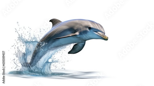 Playful dolphin photo realistic illustration - Generative AI.