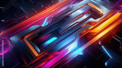 Abstract chrome and neon background 
