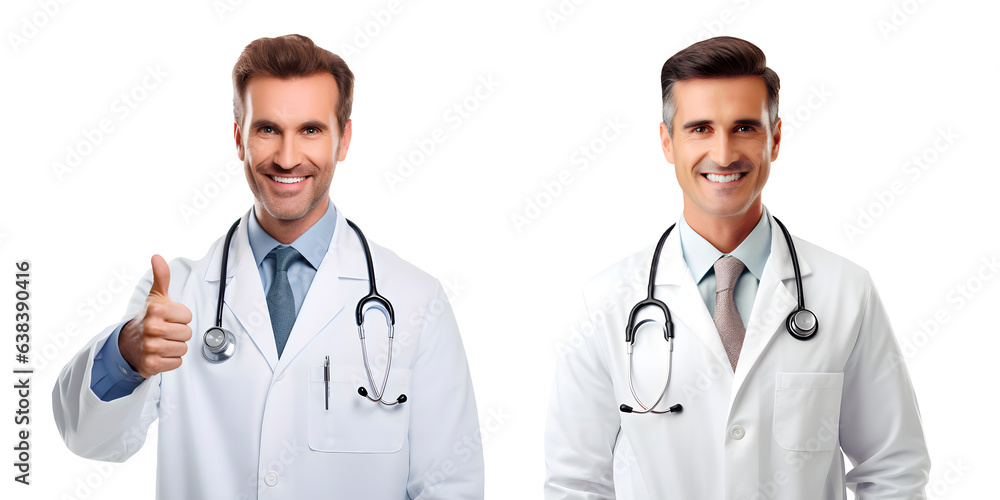Happy smiling doctor with thumbs up gesture, isolated on transpared background png format Fictional Person, Generative AI Happy smiling doctor with thumbs up gesture, isolated on transpared background png format Fictional Person, Generative AI