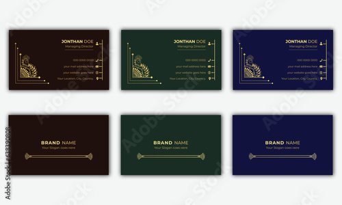 Mandala style with Luxury double sided horizontal Business Card Design Template