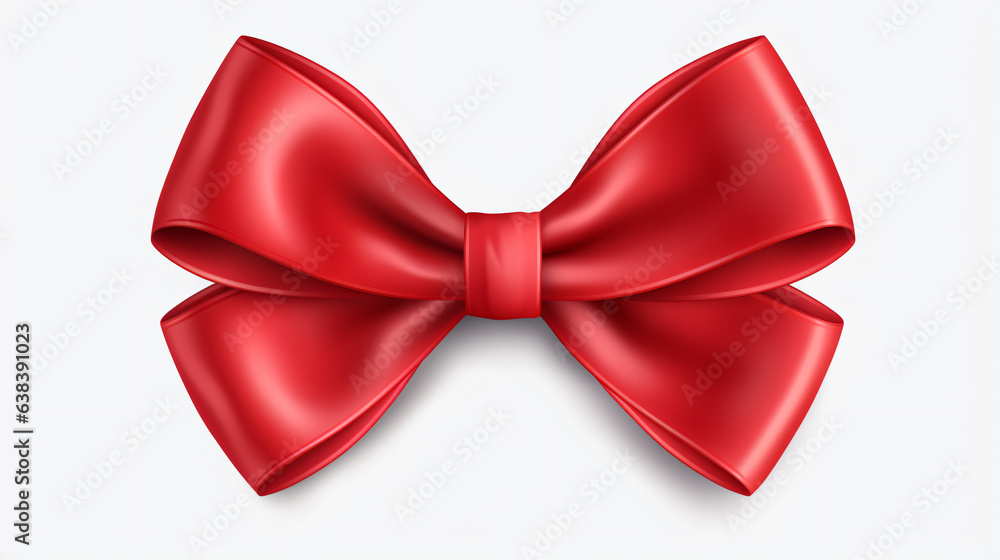 Realistic Isolated Red Bow. Decorative Design Element