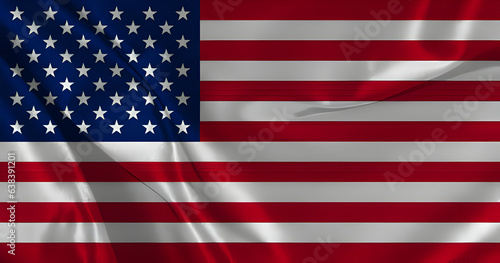 Waving silk flag of United States. National Flag background, Patriotic Country Flag.