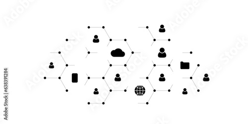 Social user network, people network illustration. Dots connected lines create network