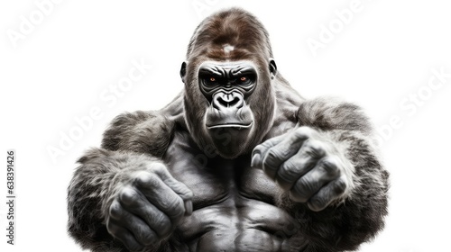 Powerful gorilla photo realistic illustration - Generative AI.