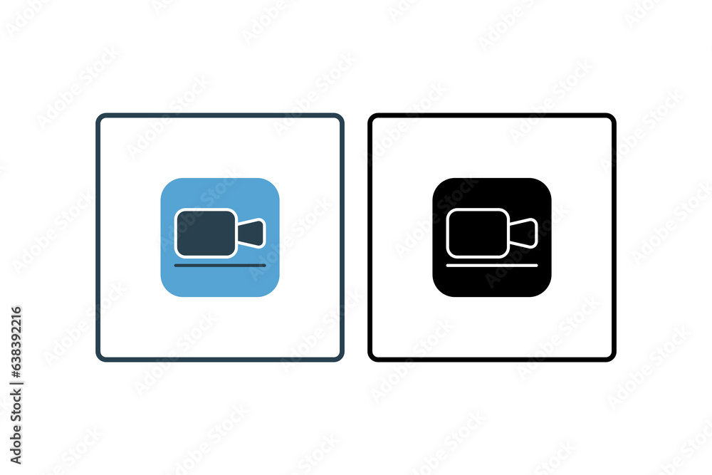Video Camera Icon. Solid related to multimedia and entertainment. suitable for web site design, app, user interfaces. line icon style. Simple vector design editable Video Camera Icon. Solid related to multimedia and entertainment. suitable for web site design, app, user interfaces. line icon style. Simple vector design editable