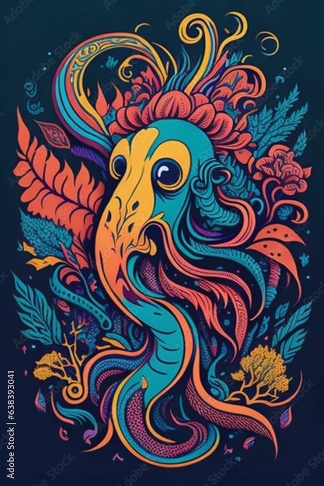 A detailed illustration of a Kraken for a t-shirt design, wallpaper, fashion A detailed illustration of a Kraken for a t-shirt design, wallpaper, fashion
