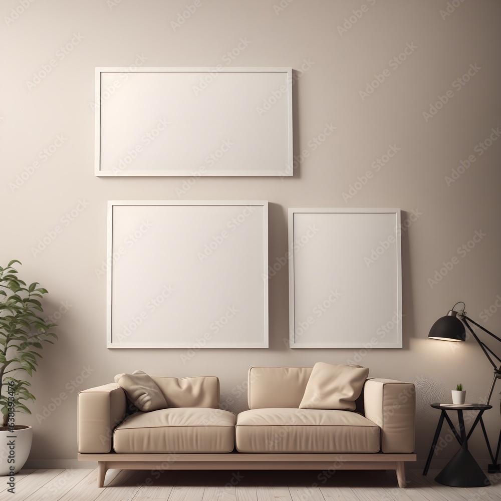 white frame on the wall, AIU generation white frame on the wall, AIU generation