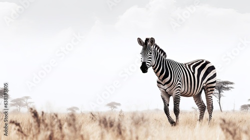 Striking zebra photo realistic illustration - Generative AI.