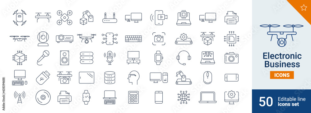 Electronic icons Pixel perfect. Teamwork, jobs, workplace, ....