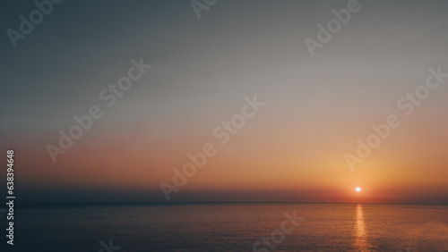 Negative space at sunset. Sea, sun in cinematic style © Tommaso