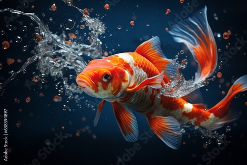 Koi Fish Gliding Through The Water with Elegant Movements, Showcasing The Grace and Beauty of Aquatic Life, Generative AI