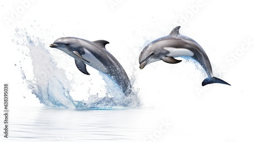 Synchronized dolphins photo realistic illustration - Generative AI.
