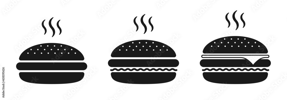 Burger icon. Hamburger logo. Fast food symbol. Vector illustration.