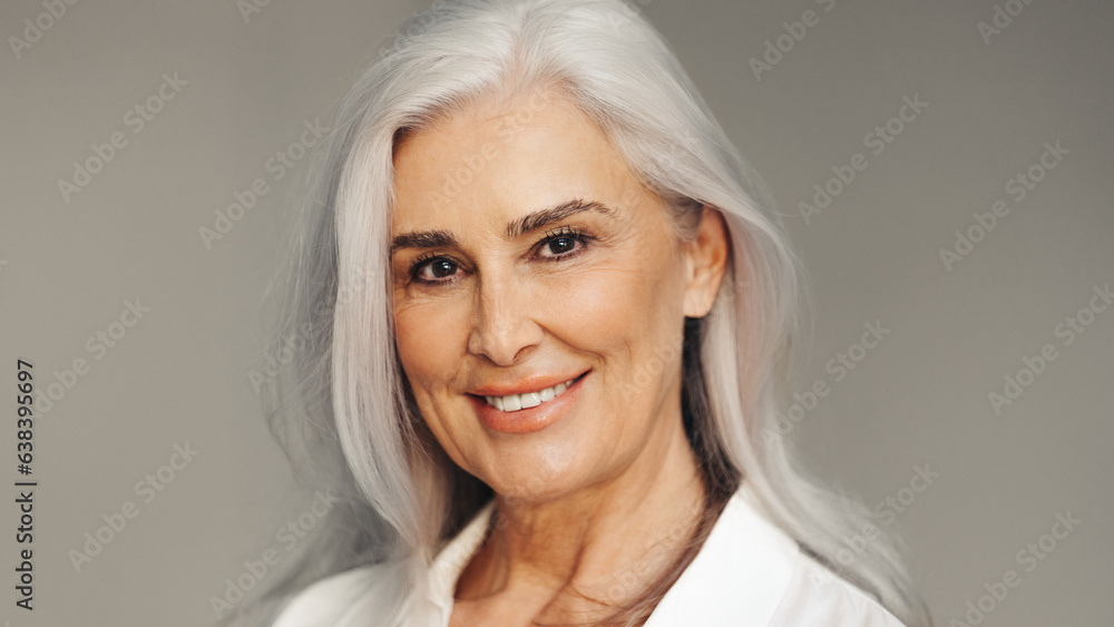 Portrait of a professional business woman with silver hair