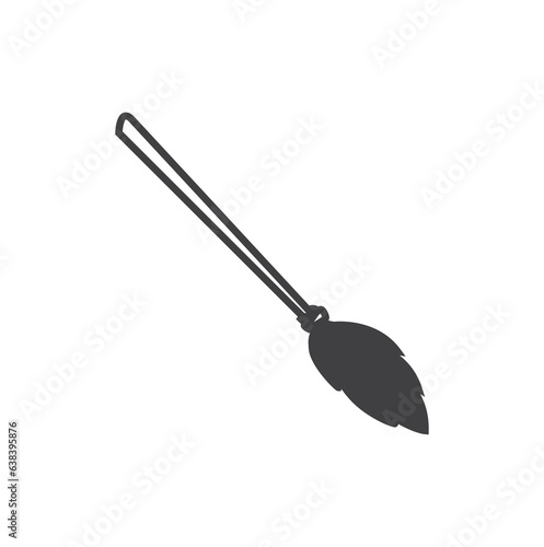 Flying broom flat icon, helloween icon, Flying broom icon isolated on white background. Witch Broom. Magic and witchcraft logo. A magical item. Vector illustration. magic object for halloween.