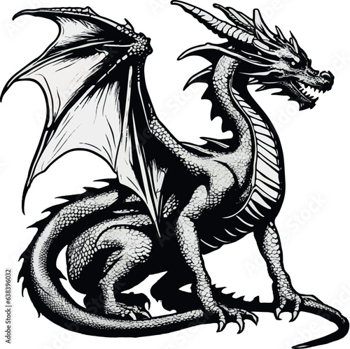 dragon silhouette traced detailed