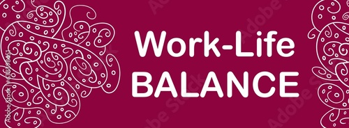 Work Life Balance Pink Magenta Doodle Design Element Text Horizontal 