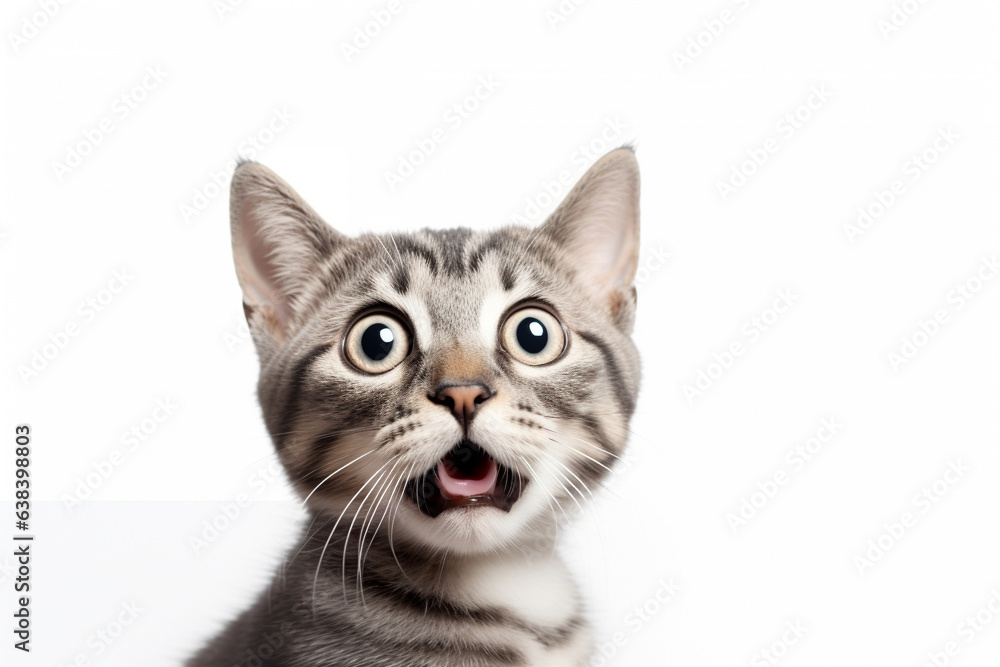 A cat looks surprised. A cat looks surprised.