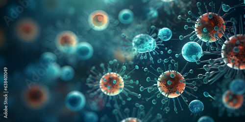 Coronavirus 2019-ncov and virus background with disease cells generated with AI.