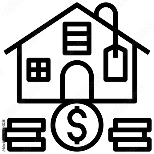 AFFORDABLE HOUSING line icon,linear,outline,graphic,illustration