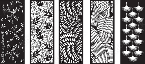 Laser cut leafs panel. room divider screens, paper craft, card background.