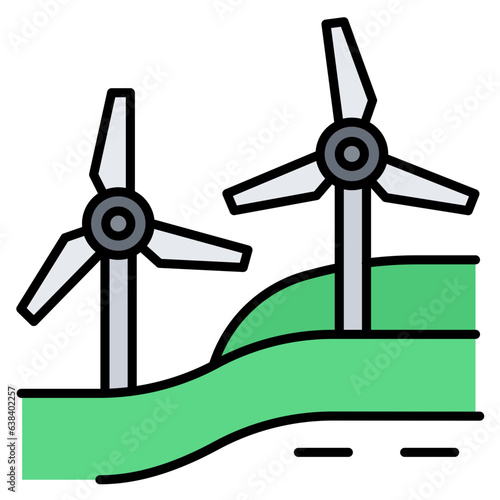 Windmill Landscape Icon