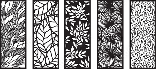 Laser cut leafs panel. room divider screens, paper craft, card background.