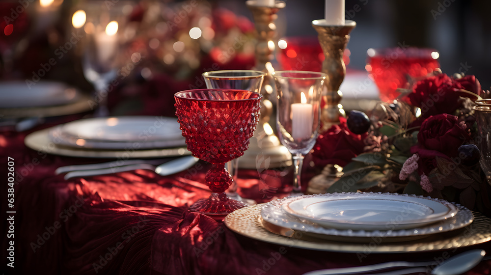 A beautifully set table showcases fine china, sparkling glassware, and elegant centerpieces. The high-detail photography captures the intricacies of the table decor. A beautifully set table showcases fine china, sparkling glassware, and elegant centerpieces. The high-detail photography captures the intricacies of the table decor.