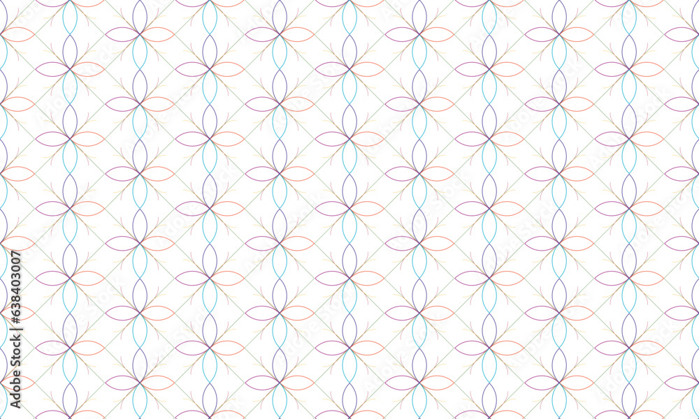 colorful floral seamless pattern. creative abstract style line shape  geometric continuous pattern background. oriental style, modern textile fabric design.