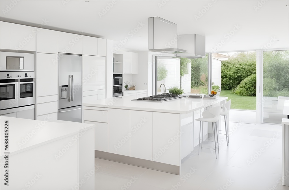 Fototapeta premium Cocina blanca moderna