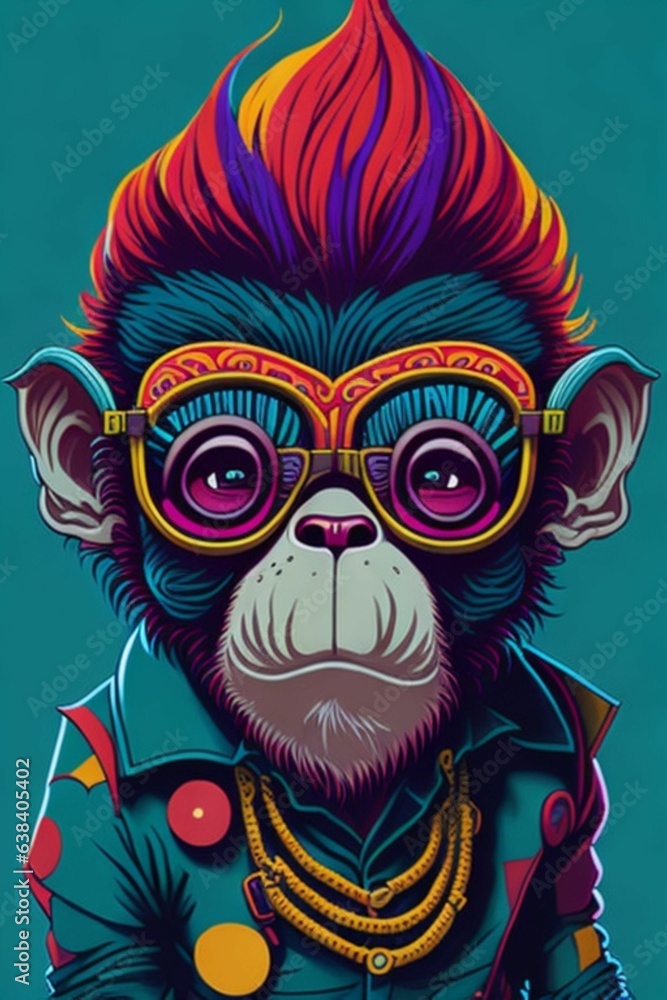 A detailed illustration of a Monkey for a t-shirt design, wallpaper, fashion A detailed illustration of a Monkey for a t-shirt design, wallpaper, fashion