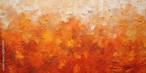 Fototapeta Naklejka Na Ścianę i Meble -  Generative AI, Closeup of impasto abstract rough autumn colors art painting texture, orange fall background