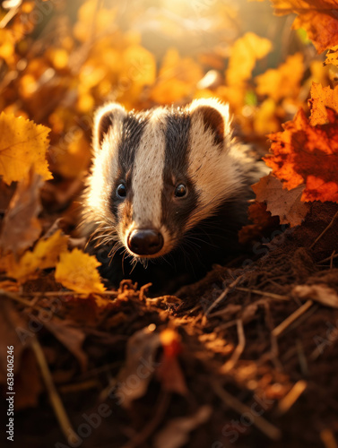 Badger in its Natural Habitat, Wildlife Photography, Generative AI