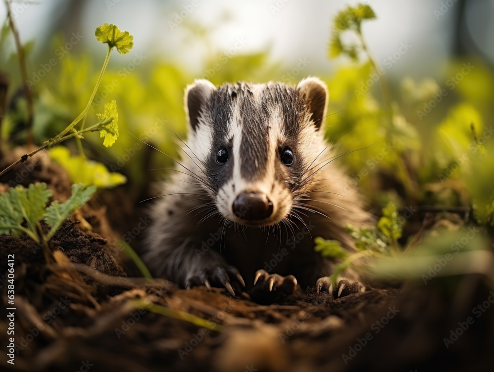 Badger in its Natural Habitat, Wildlife Photography, Generative AI Badger in its Natural Habitat, Wildlife Photography, Generative AI