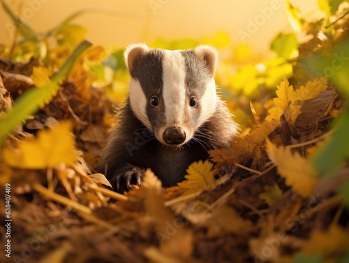 Badger in its Natural Habitat, Wildlife Photography, Generative AI