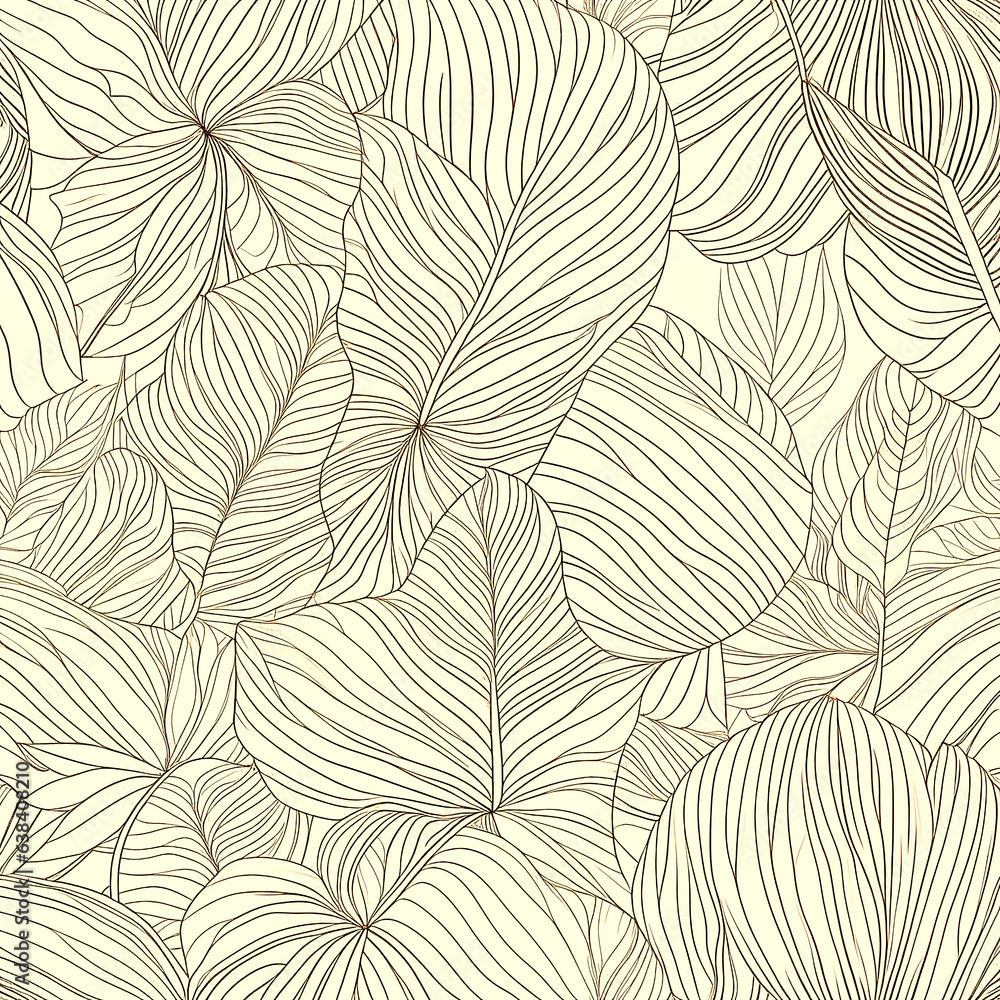 Abstract art nature beige background.Modern shape line art wallpaper. Boho foliage botanical tropical leaves and floral pattern design for summer sale banner , wall art, prints and fabrics.
