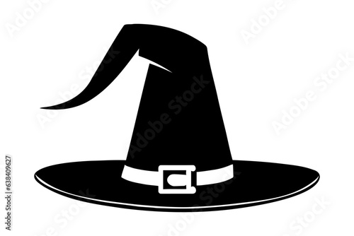 Halloween witch hat silhouette. vector illustration
