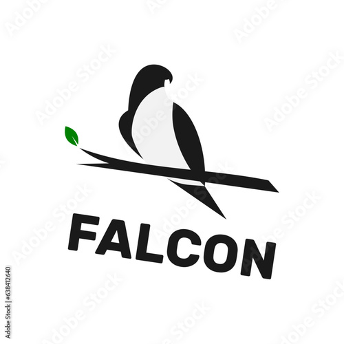 falcon logo template , a falcon sitting on tree and looking aside